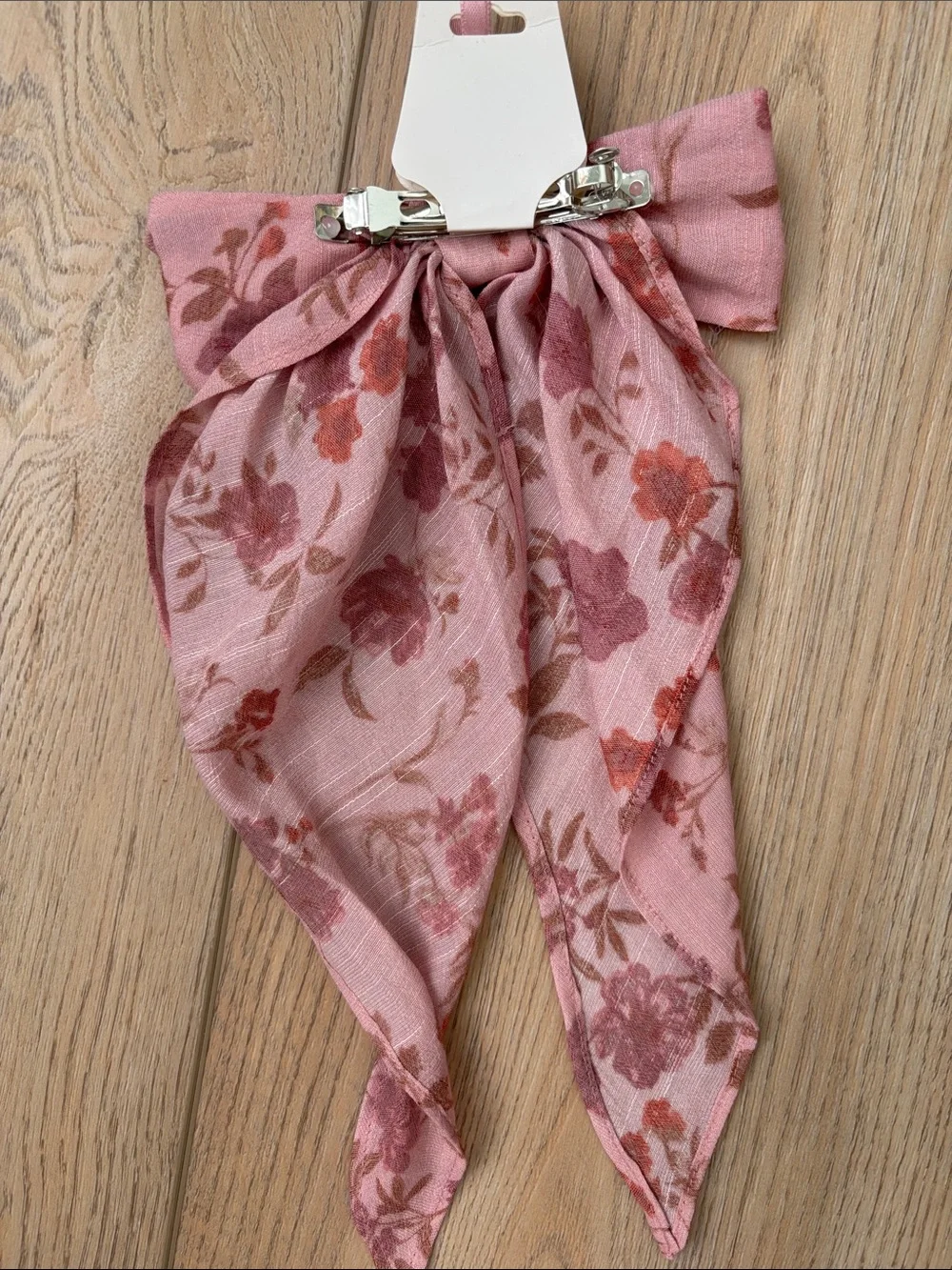 2 Piece Hair Fashion Set Floral Hair Bow Clip & Mauve Sequin Headband Soft Girl